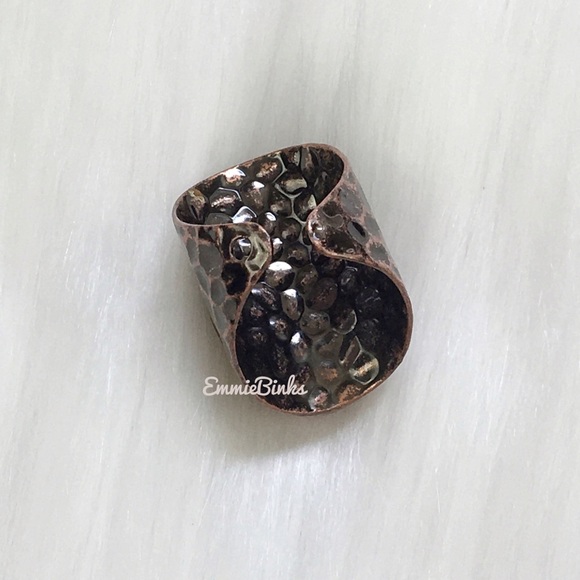 New Natural Rose Quartz & Textured Copper Statement Cocktail Ring - Picture 8 of 16